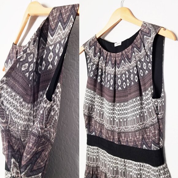 L'AGENCE Print Pleated Satin Fit & Flare Dress Size 6 Nordstrom $495 Aztec Silky - Picture 12 of 16